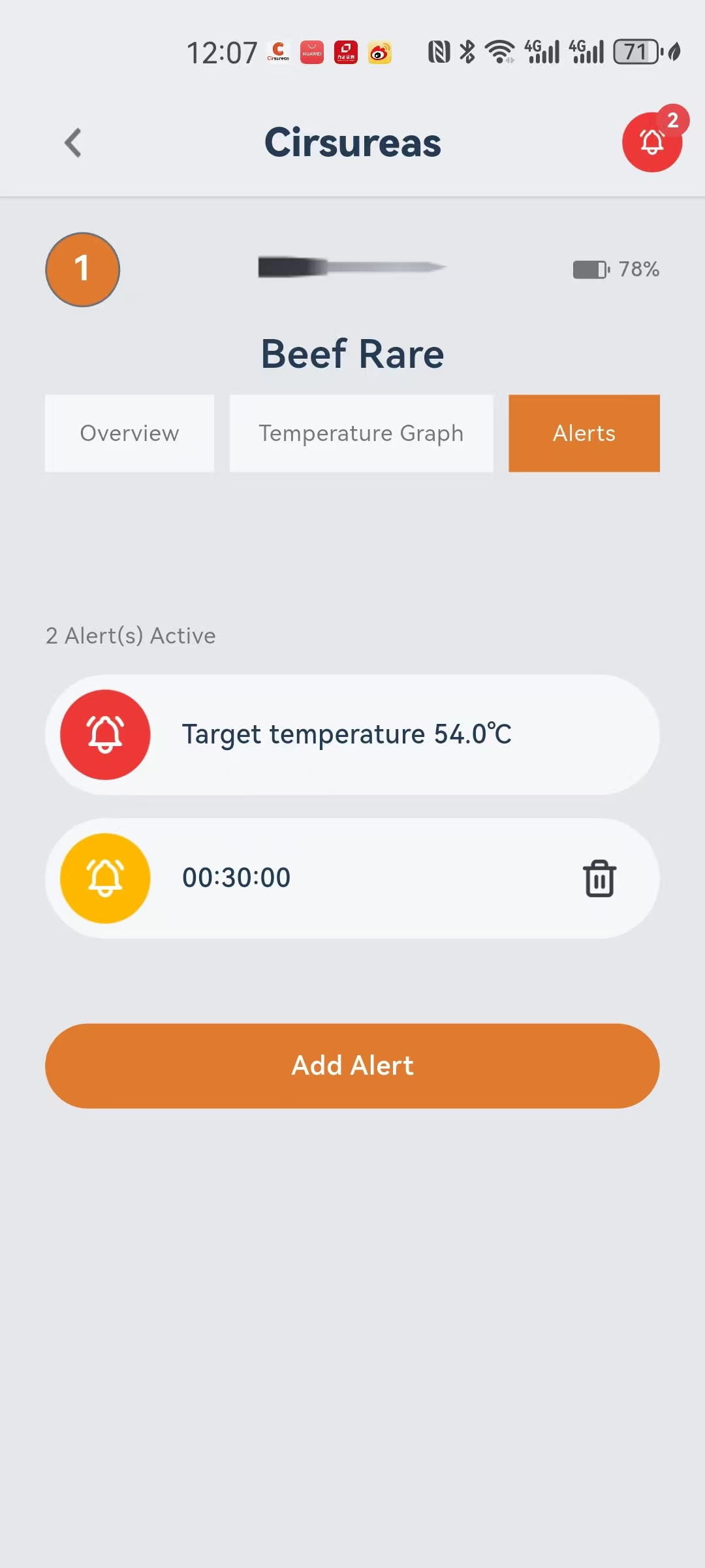 Cirsureas App alerts settings