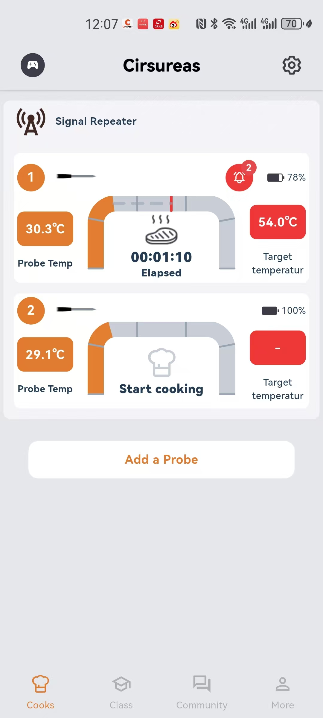 Cirsureas App home - multi probe monitoring